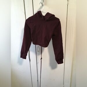 Blue Blush Maroon Cropped Hoodie Sweater